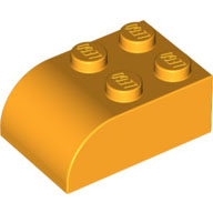 Lego kostka (kostička) 3x2 zakulacená nahoře, světle oranžová (6334834)